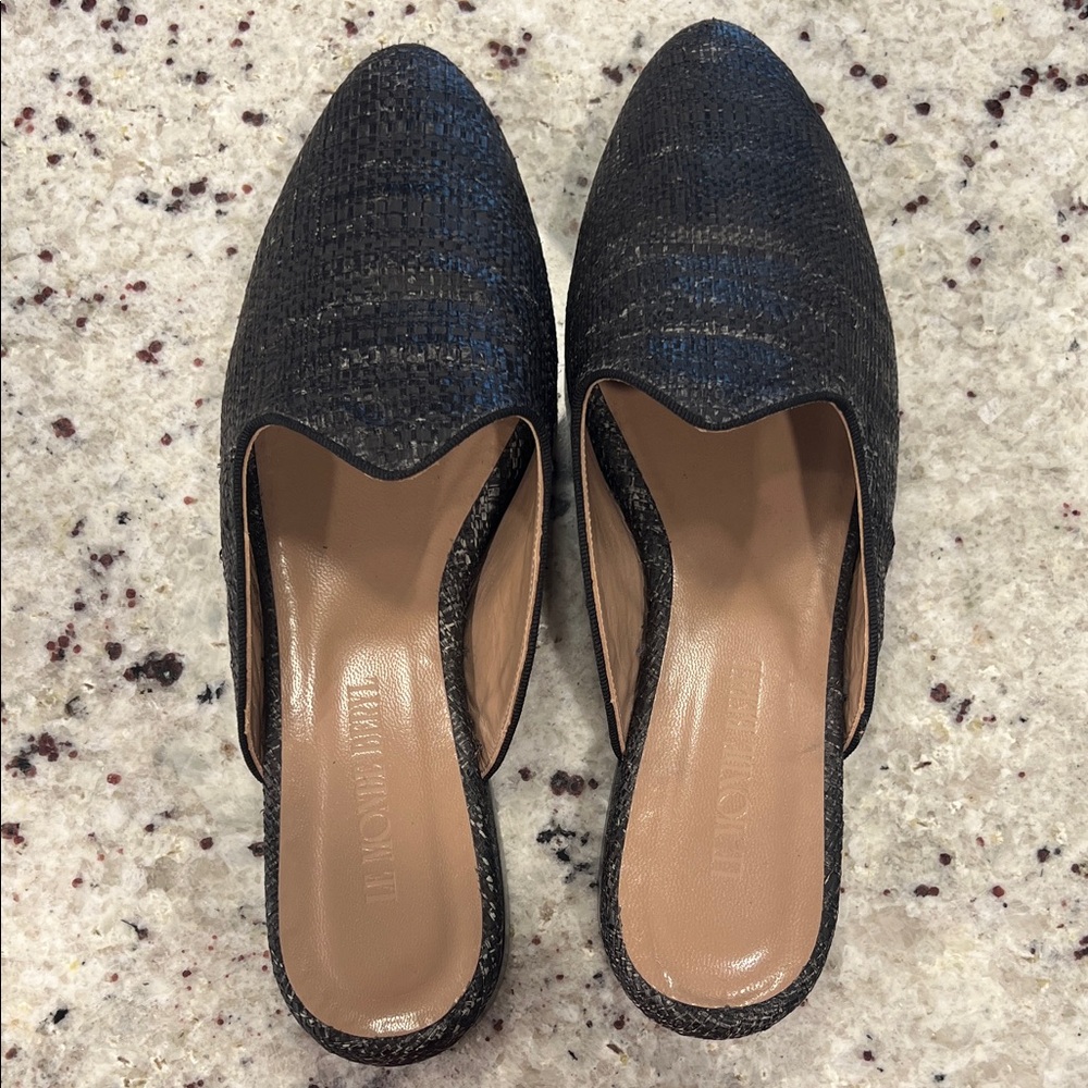 Le Monde Beryl Black Textured Mules